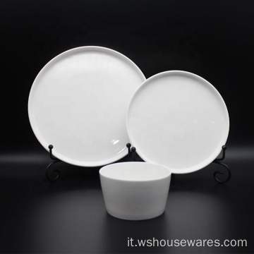 Set di stoviglie in porcellana bianca personalizzata di alta qualità